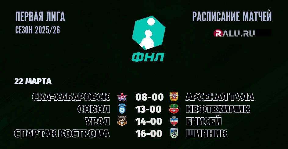 Ближайшие матчи чемпионата Первой лиги