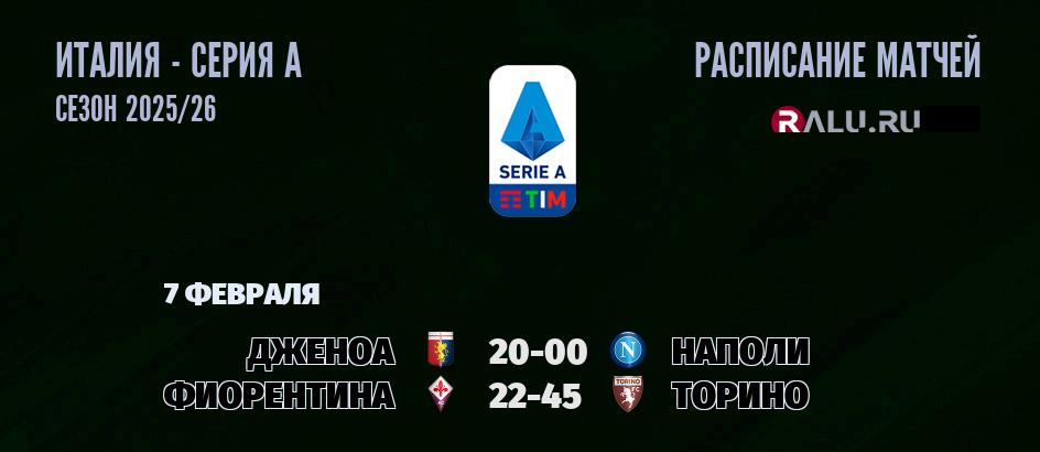 Ближайшие матчи чемпионата Серии А чемпионата Италии