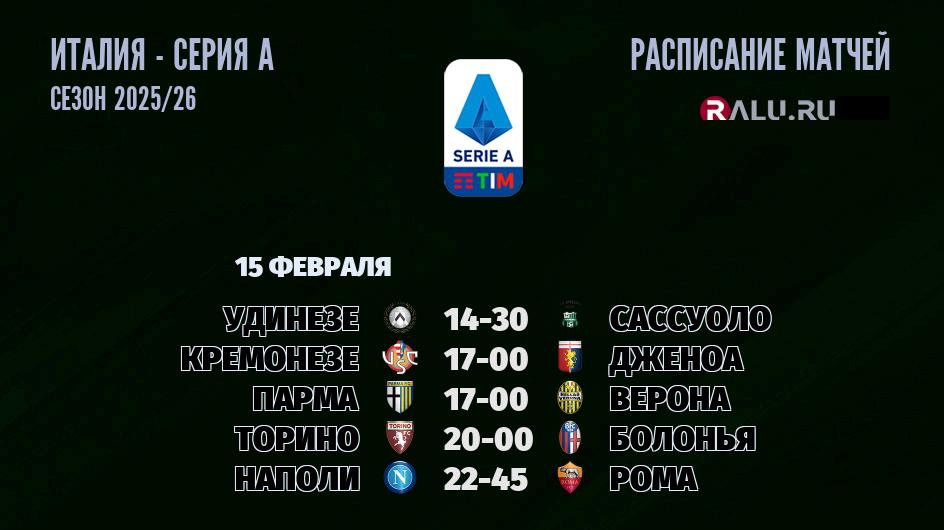 Ближайшие матчи чемпионата Серии А чемпионата Италии
