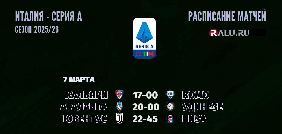 Ближайшие матчи чемпионата Серии А чемпионата Италии