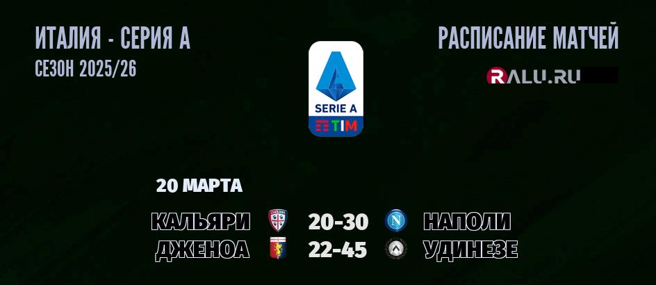 Ближайшие матчи чемпионата Серии А чемпионата Италии