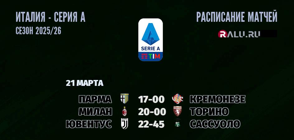 Ближайшие матчи чемпионата Серии А чемпионата Италии