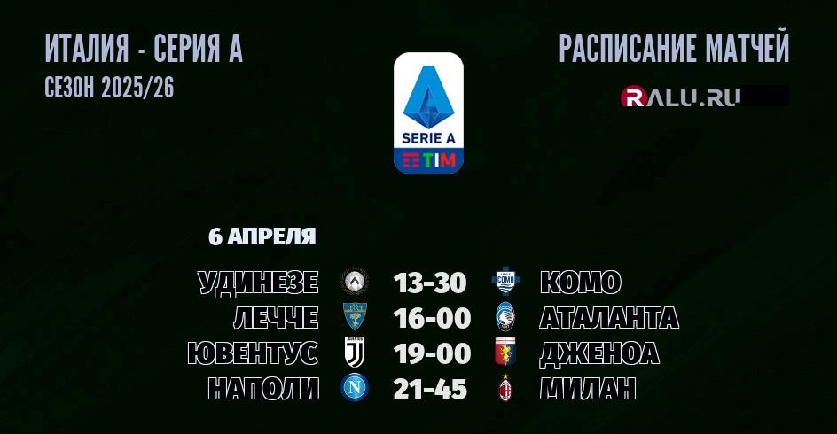 Ближайшие матчи чемпионата Серии А чемпионата Италии