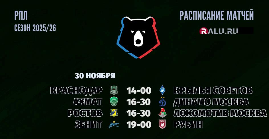 Ближайшие матчи чемпионата чемпионата РПЛ