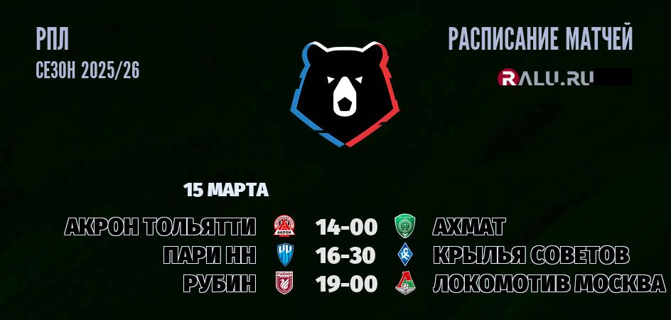 Ближайшие матчи чемпионата чемпионата РПЛ