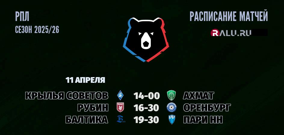 Ближайшие матчи чемпионата чемпионата РПЛ