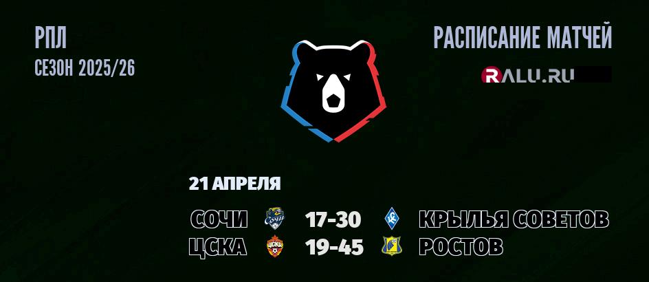 Ближайшие матчи чемпионата чемпионата РПЛ