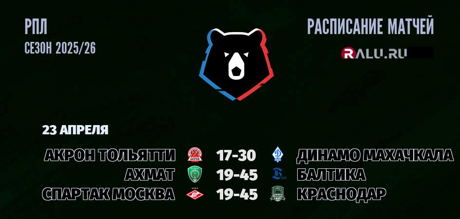 Ближайшие матчи чемпионата чемпионата РПЛ