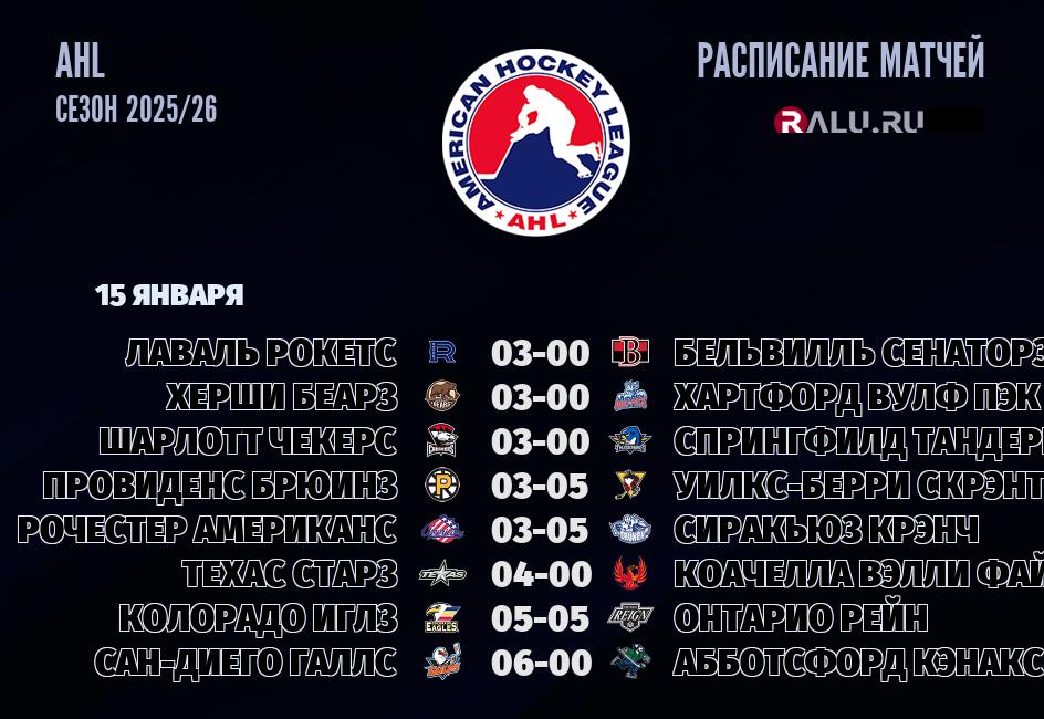 Ближайшие матчи чемпионата чемпионата AHL
