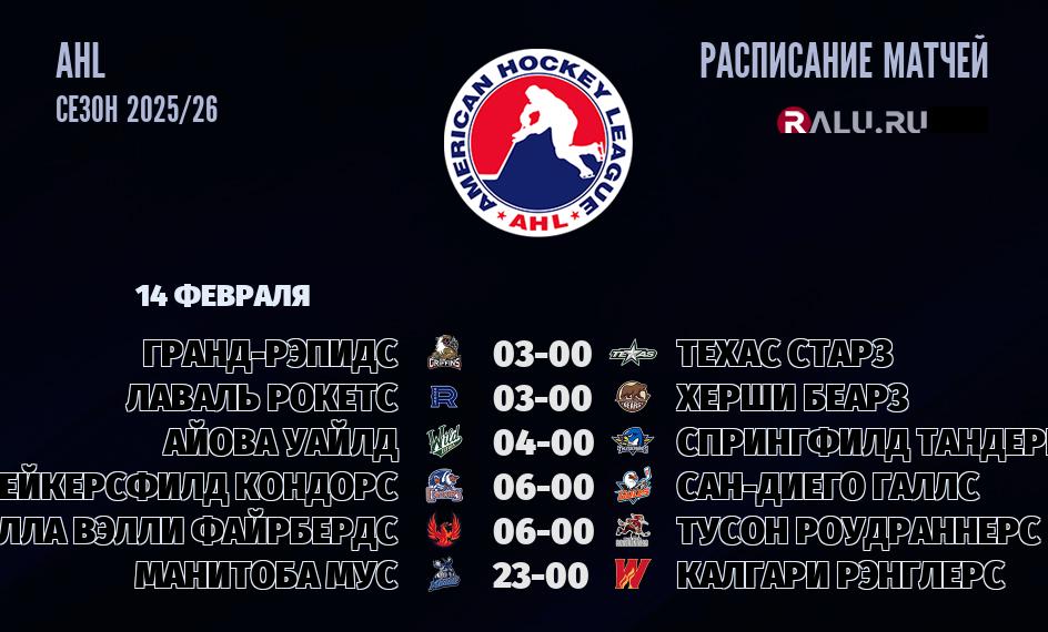Ближайшие матчи чемпионата чемпионата AHL