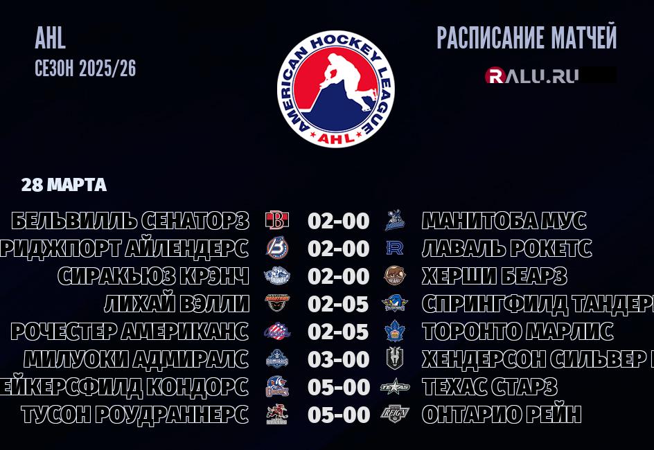 Ближайшие матчи чемпионата чемпионата AHL