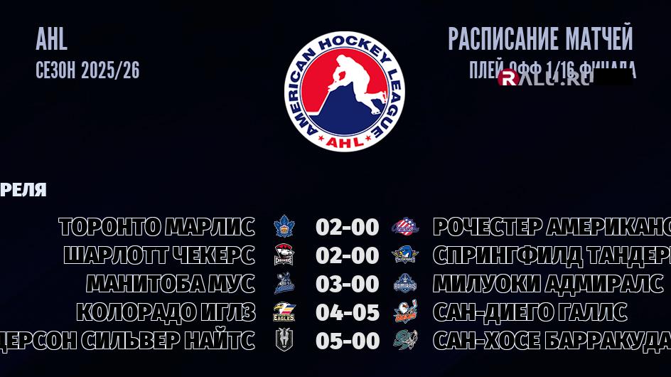 Ближайшие матчи чемпионата чемпионата AHL