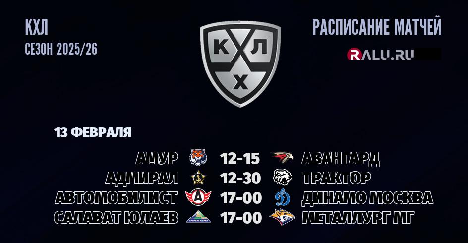 Ближайшие матчи чемпионата чемпионата КХЛ