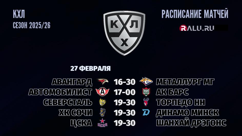 Ближайшие матчи чемпионата чемпионата КХЛ