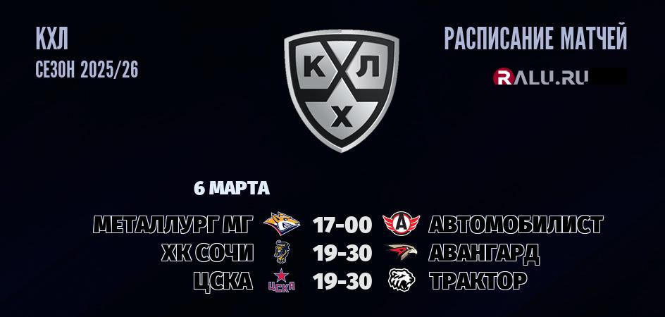 Ближайшие матчи чемпионата чемпионата КХЛ
