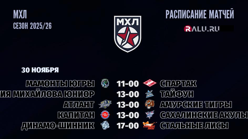 Ближайшие матчи чемпионата чемпионата МХЛ