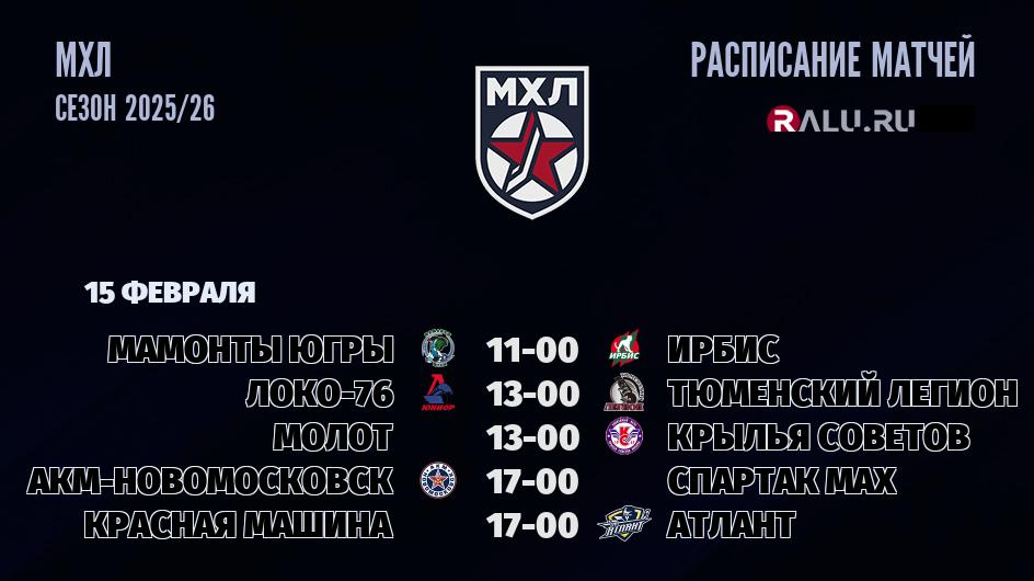 Ближайшие матчи чемпионата чемпионата МХЛ