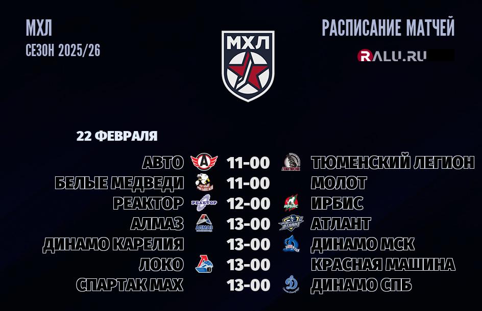 Ближайшие матчи чемпионата чемпионата МХЛ