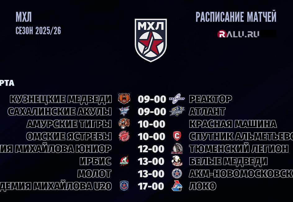 Ближайшие матчи чемпионата чемпионата МХЛ