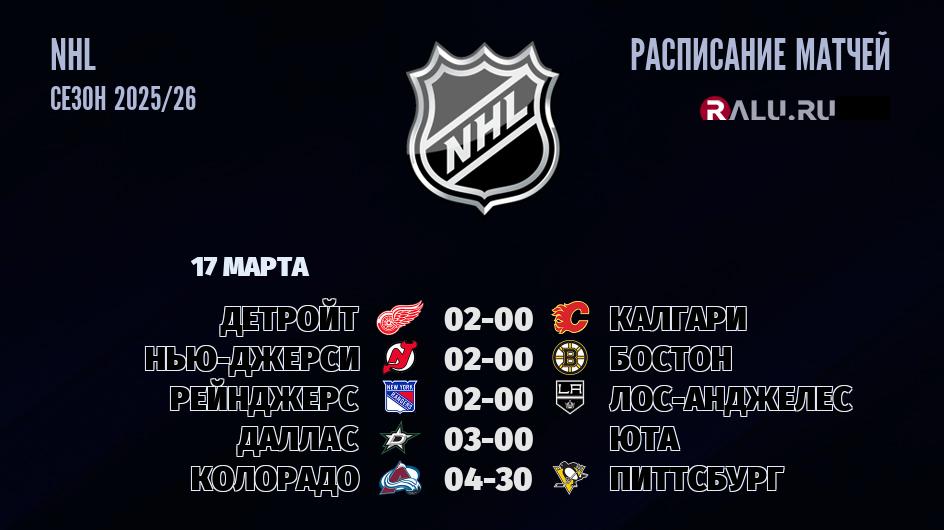 Ближайшие матчи чемпионата чемпионата NHL