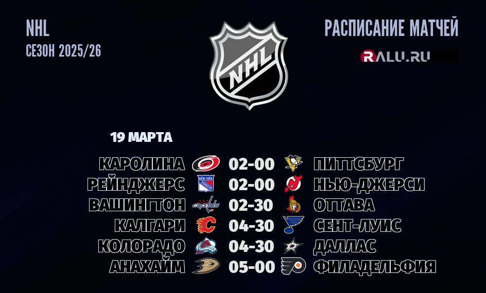 Ближайшие матчи чемпионата чемпионата NHL