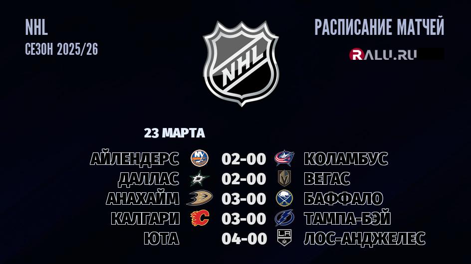 Ближайшие матчи чемпионата чемпионата NHL
