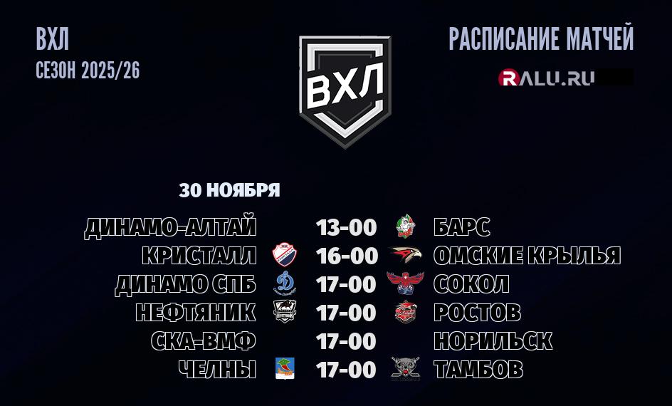 Ближайшие матчи чемпионата чемпионата ВХЛ