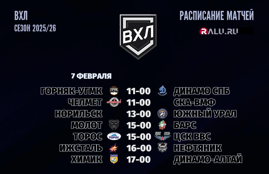 Ближайшие матчи чемпионата чемпионата ВХЛ