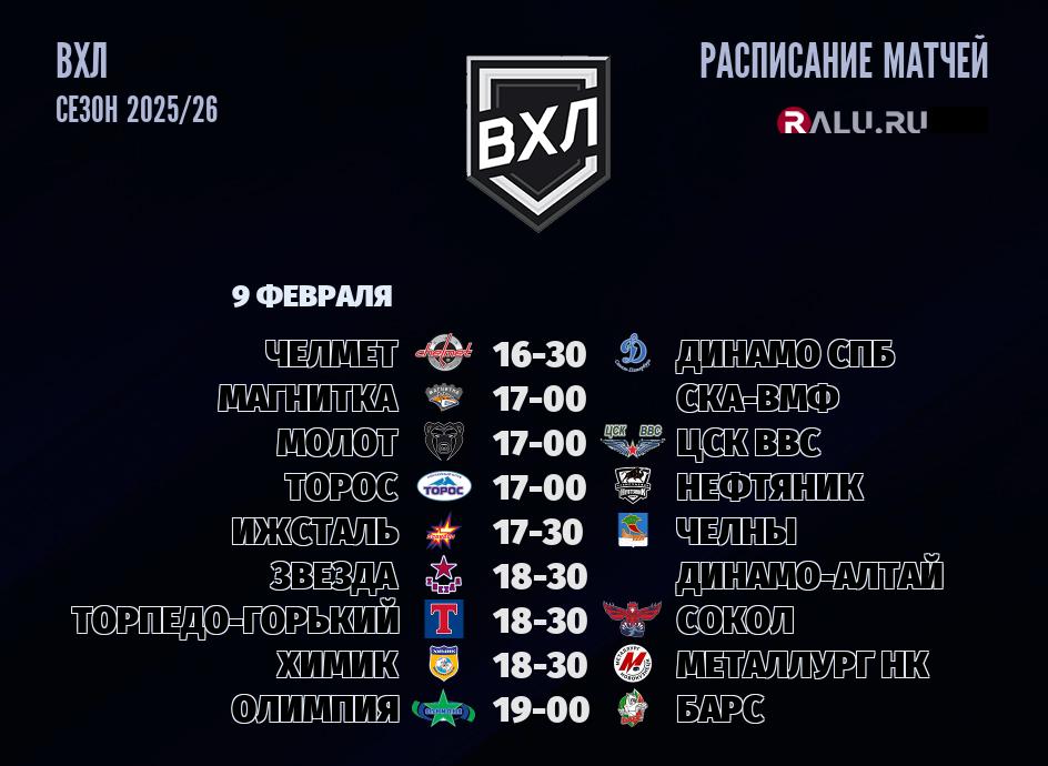 Ближайшие матчи чемпионата чемпионата ВХЛ