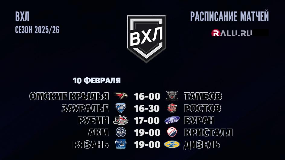 Ближайшие матчи чемпионата чемпионата ВХЛ