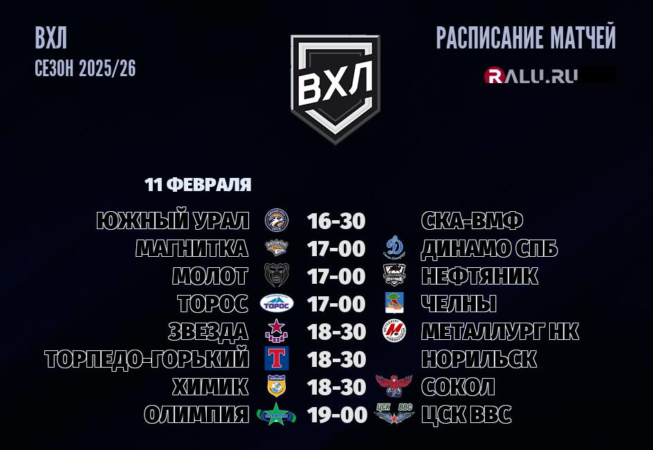 Ближайшие матчи чемпионата чемпионата ВХЛ