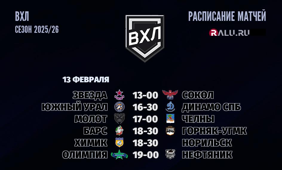 Ближайшие матчи чемпионата чемпионата ВХЛ