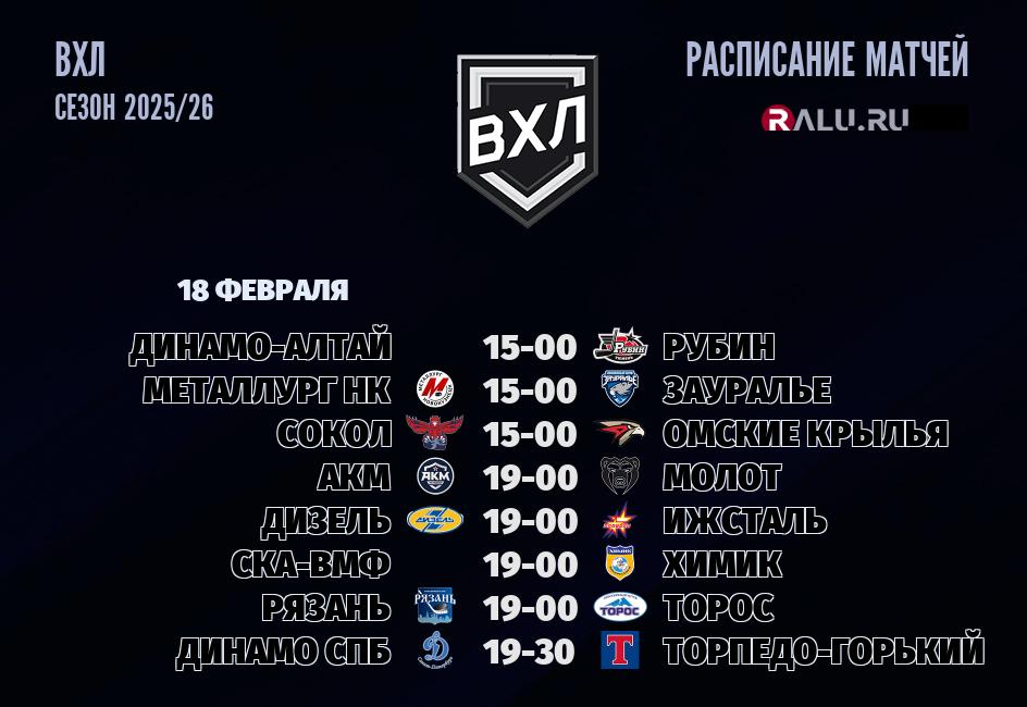 Ближайшие матчи чемпионата чемпионата ВХЛ