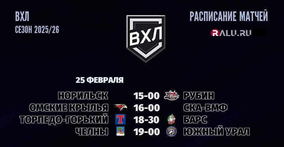 Ближайшие матчи чемпионата чемпионата ВХЛ
