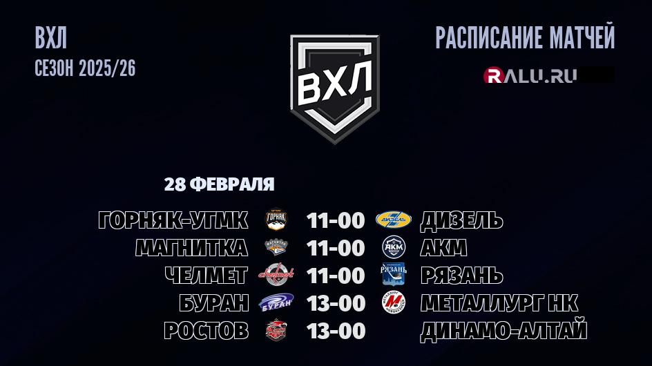 Ближайшие матчи чемпионата чемпионата ВХЛ