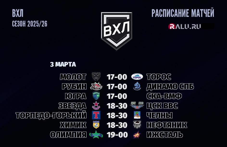 Ближайшие матчи чемпионата чемпионата ВХЛ