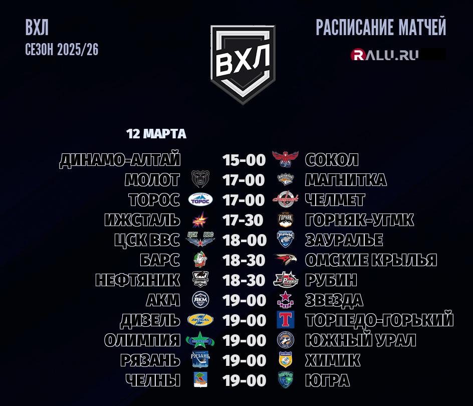 Ближайшие матчи чемпионата чемпионата ВХЛ