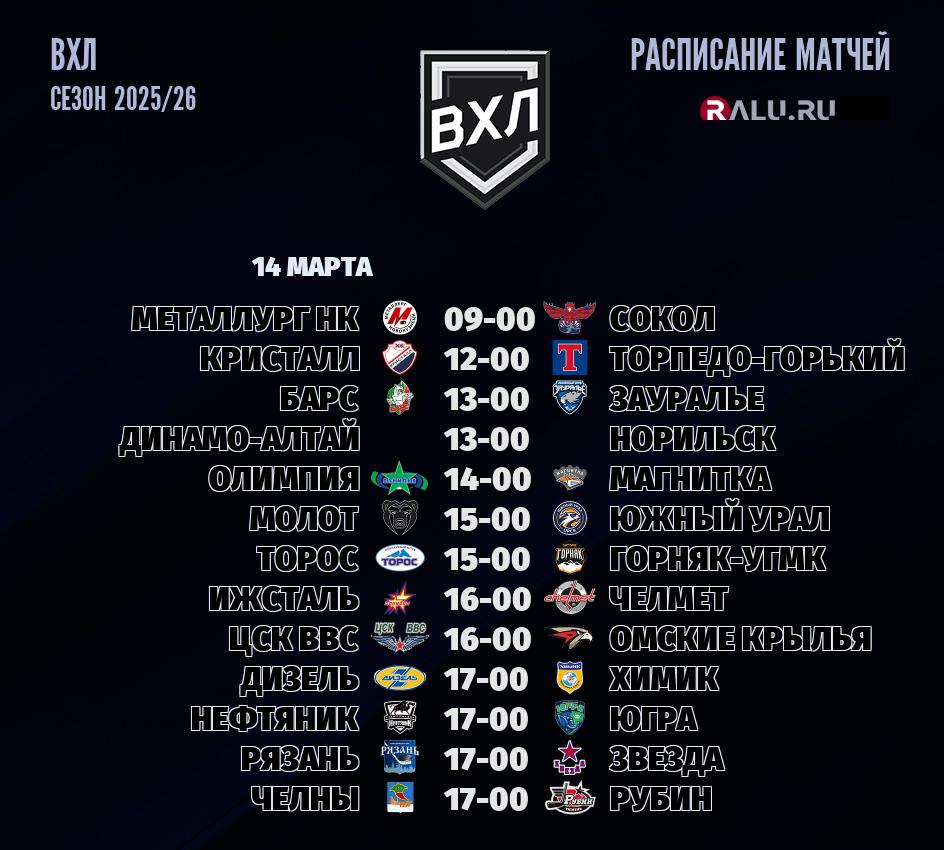 Ближайшие матчи чемпионата чемпионата ВХЛ
