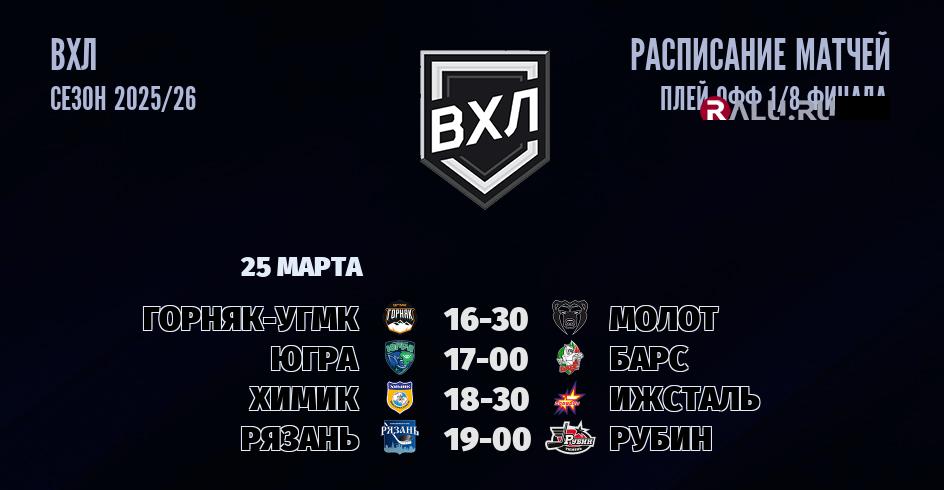 Ближайшие матчи чемпионата чемпионата ВХЛ