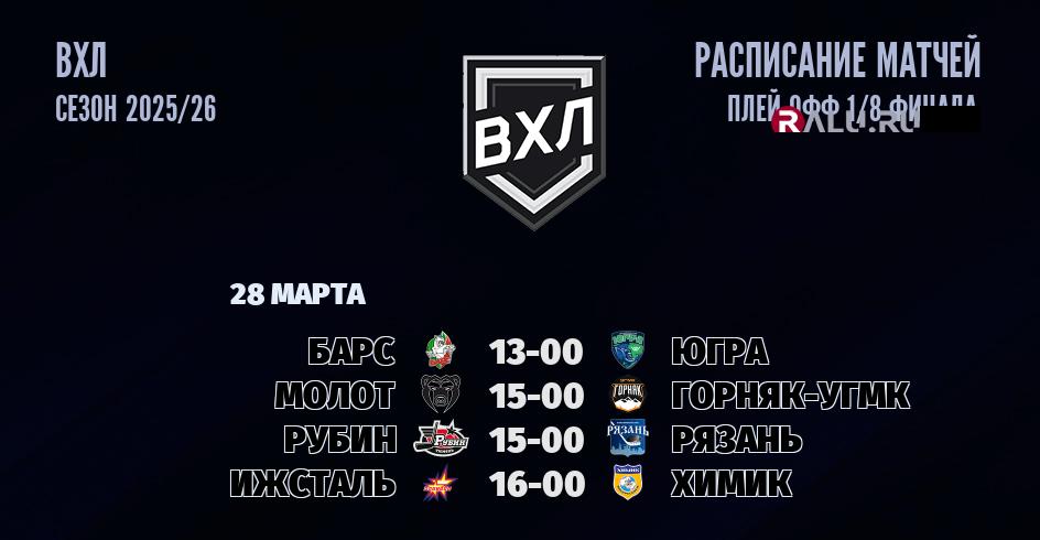 Ближайшие матчи чемпионата чемпионата ВХЛ