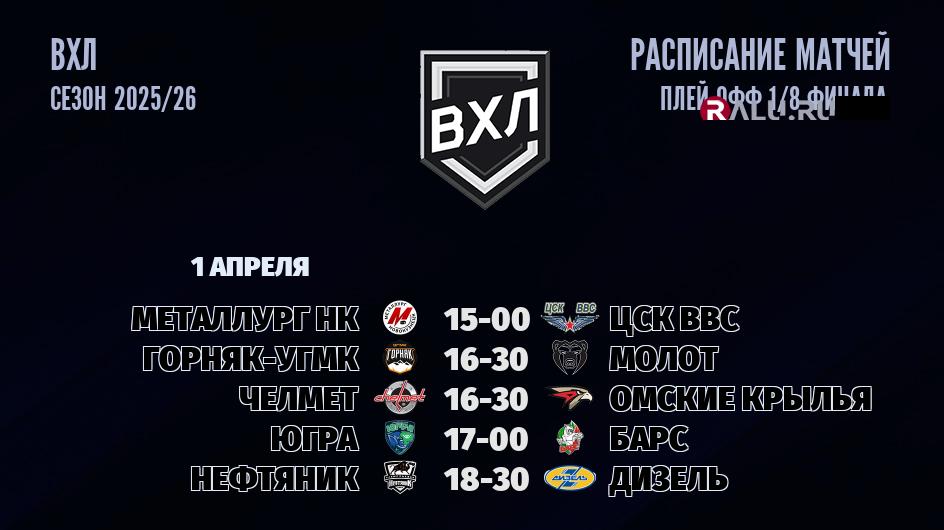 Ближайшие матчи чемпионата чемпионата ВХЛ